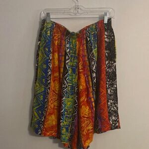 C. M. Shapes Vintage Multi-color Floral print wide leg culottes, size 1X